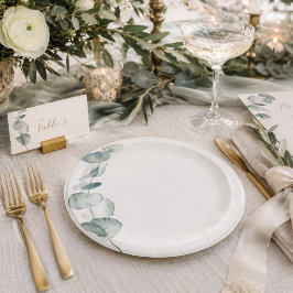 Papel Prato de Jantar Elegante Eucalipto Costeiro