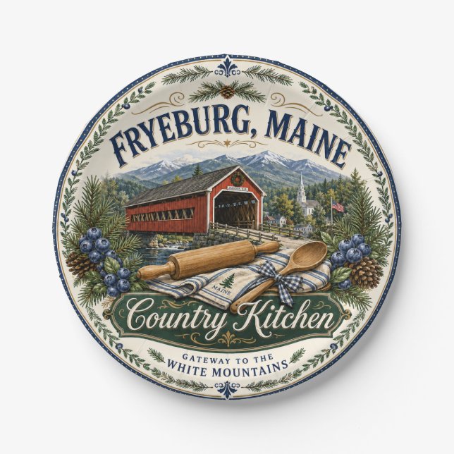 Papel Prato de Melamina Fryeburg Maine Country Kitchen (Frente)