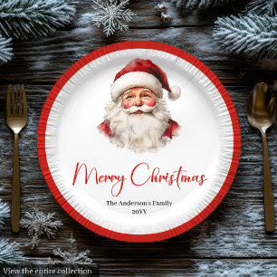 Papel Prato de Natal Aconchegante Papai Noel Vermelho Br