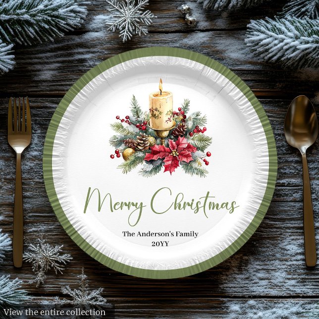 Papel Prato de Natal com Cores Neutras Boho Elegantes (Elegant Boho Neutral Colors Christmas Wreath Plates)