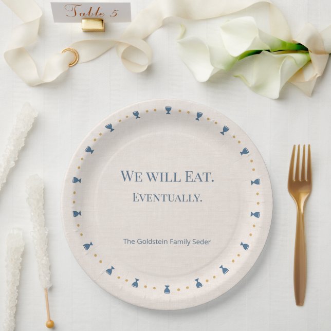 Papel Prato de Seder de Páscoa Personalizado com Nome da (Casamento)