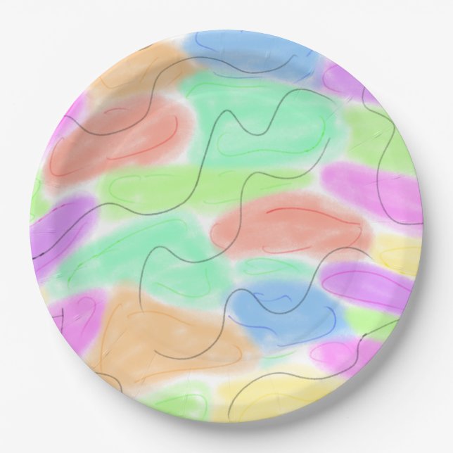 Papel prato de servir branco simples (Frente)