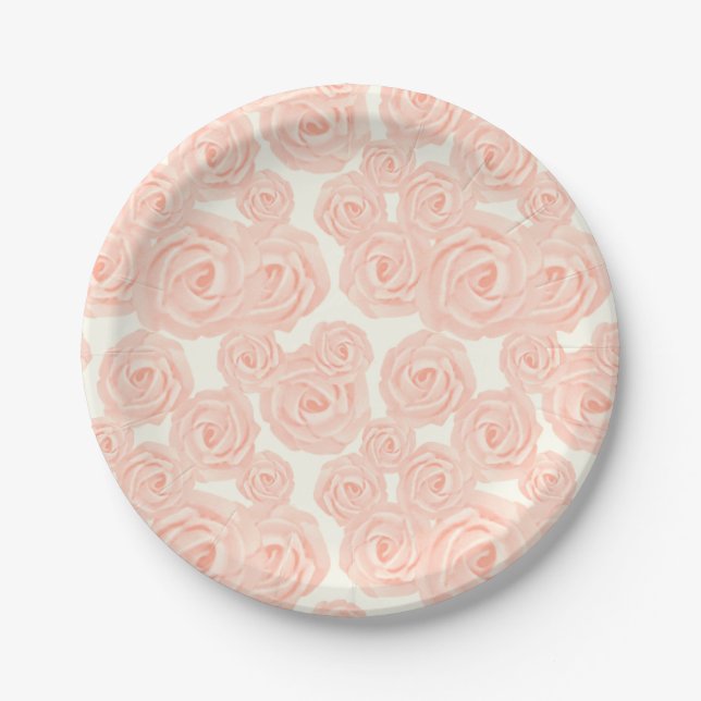 Papel Prato de sobremesa retrô com rosas de glacê pipeta (Frente)