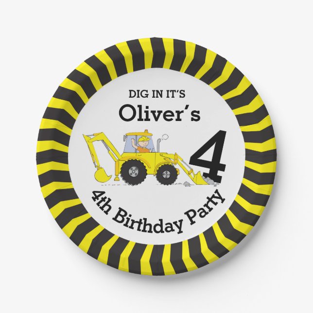 Papel Prato personalizado de 4 anos (Frente)