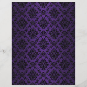 Papel preto barroco roxo do teste padrão do laço