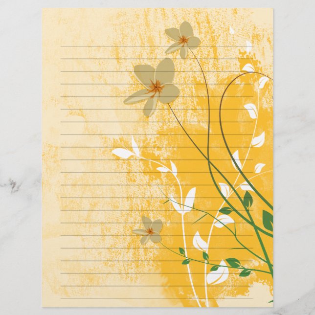 Papel revestido de design floral do ouro (Frente)