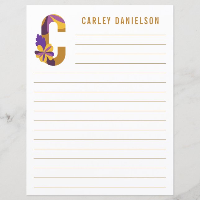 Papel revestido por alfabeto floral abstrato (Frente)