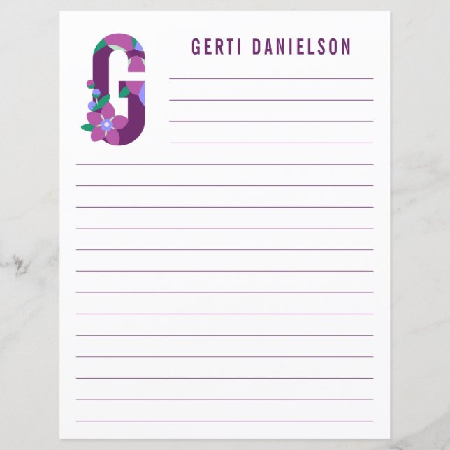 Papel revestido por alfabeto floral abstrato (Frente)