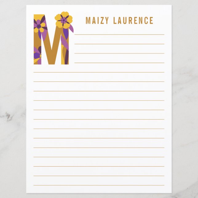 Papel revestido por alfabeto floral abstrato (Frente)