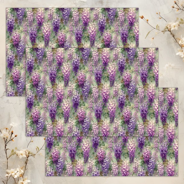 PAPEL ROMÂNTICO DE TECIDOS DE DESCOPÁGIO DA WISTER (ROMANTIC WISTERIA DECOUPAGE TISSUE PAPER)
