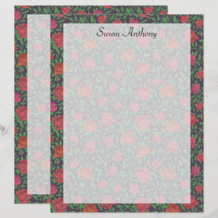 Papel Rosa Vitoriano Gótico Perfeito Vermelho e F