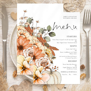 PAPEL Rustic Fall Florals Pumpkin Weding Menu
