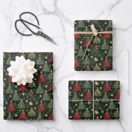 Papel Rustic Whimsical Christmas Tree Wraps