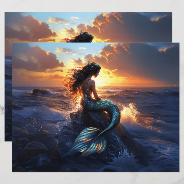Papel Sapbook Sunset Smermaid (Frente/Verso)