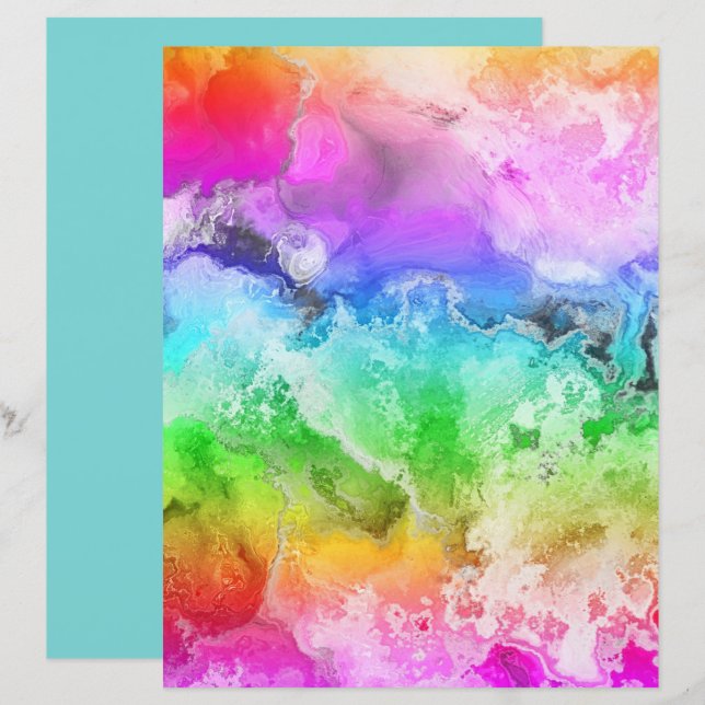 Papel Scrapbook 8,5x11 com Wash de Aquarela Brilha (Frente/Verso)