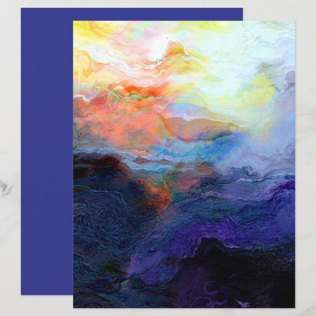 Papel Scrapbook 8,5x11 para a Aquarela do Oceano S (Frente/Verso)