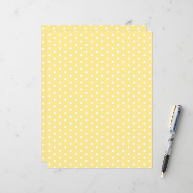 Papel Scrapbook Amarelo de Padrões do Bolinhas (Frente/Verso In Situ)
