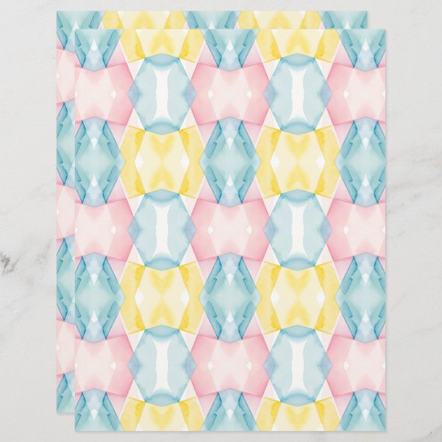 Papel Scrapbook Aquarela Abstrato 28 (Frente/Verso)