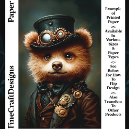 Papel Scrapbook CL2 para Urso Marrom Steampunk