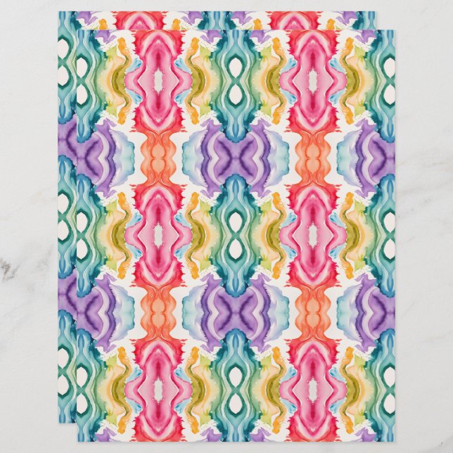 Papel Scrapbook com Abstrato de Aquarela 23 (Frente/Verso)