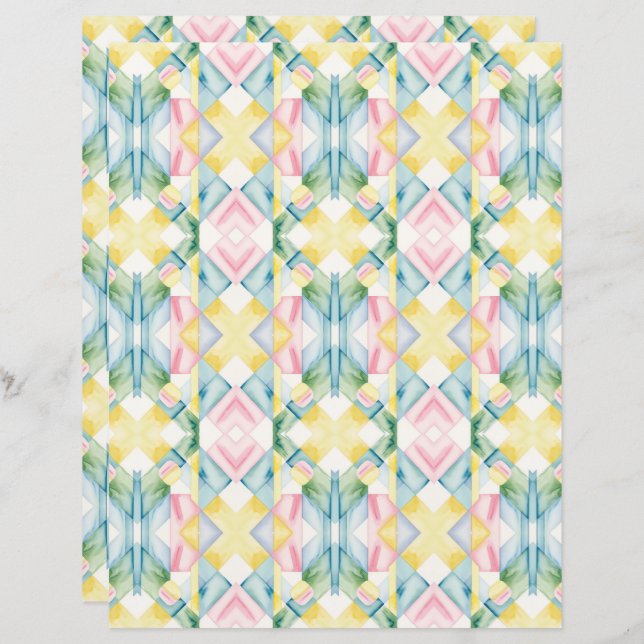 Papel Scrapbook com Abstrato de Aquarela 29 (Frente/Verso)