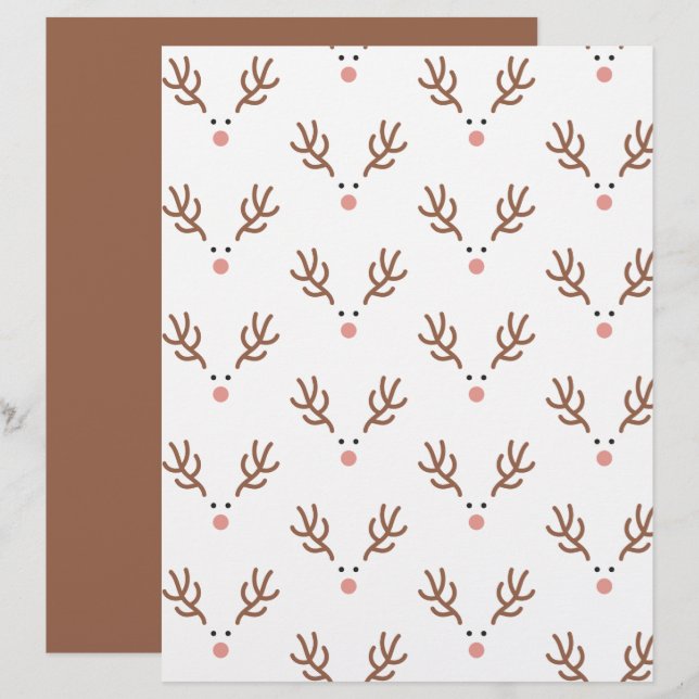 Papel Scrapbook com Padrão Boho de Rena Caprichosa (Frente/Verso)