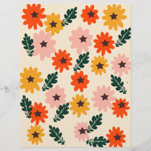 Papel Scrapbook com Padrão Floral Brilhante