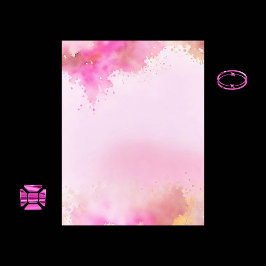 Papel Scrapbook Cor de Água Rosa e Dourada