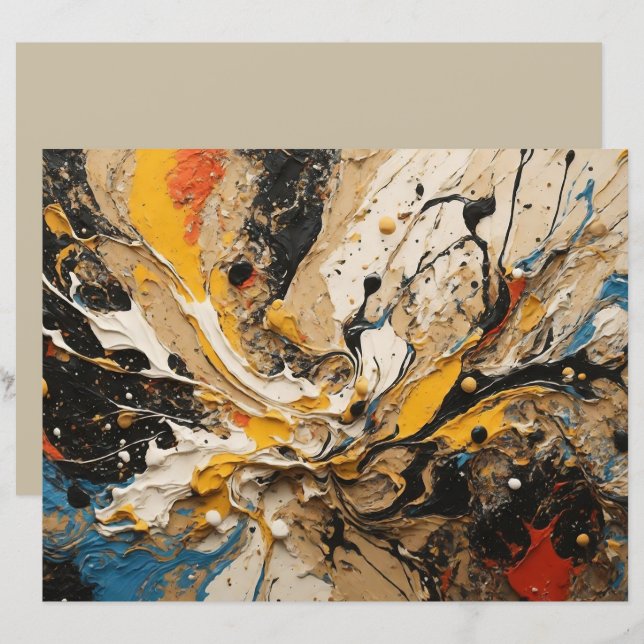 Papel Scrapbook de Apresentação em abstrato acríli (Frente/Verso)