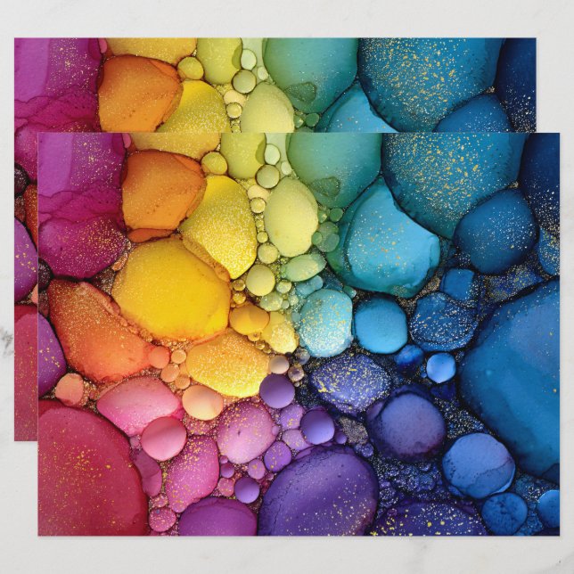 Papel Scrapbook de Arte Fluida (Frente/Verso)