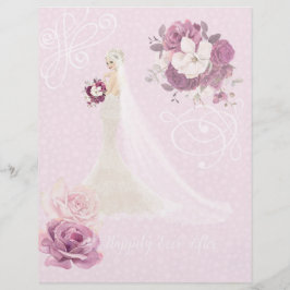 Papel Scrapbook de Casamento de Noiva Floral Rosa