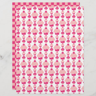 Papel Scrapbook de Cupcake Rosa