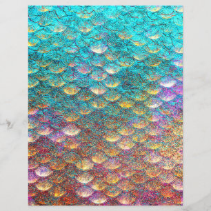 Papel Scrapbook de Escala de Sereia Iridescente