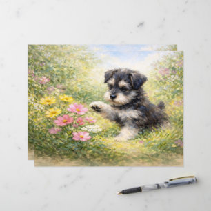 Papel Scrapbook de Filhote de Schnauzer Flores de