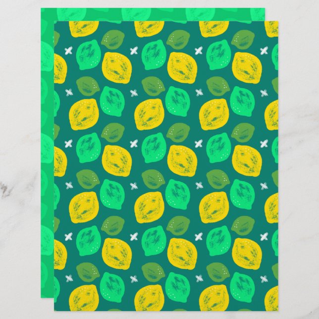Papel Scrapbook de Limão Lemon (Frente/Verso)