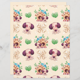 Papel Scrapbook de Padrão de Cachorro Adorável
