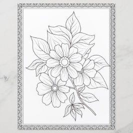 Papel Scrapbook de Página de Coloração Floral Eleg