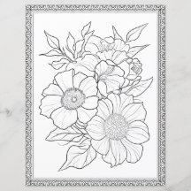Papel Scrapbook de Página de Coloração Floral Eleg