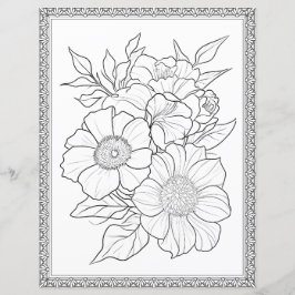 Papel Scrapbook de Página de Coloração Floral Eleg