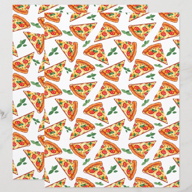 Papel Scrapbook de Pizza (Frente/Verso)