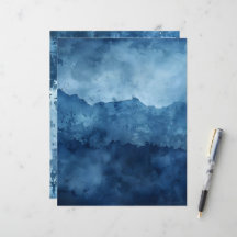 Papel Scrapbook de Tinta Distorcida em Fundo Azul