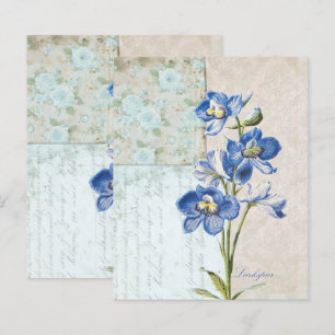 Papel Scrapbook Delicado Azul Floral