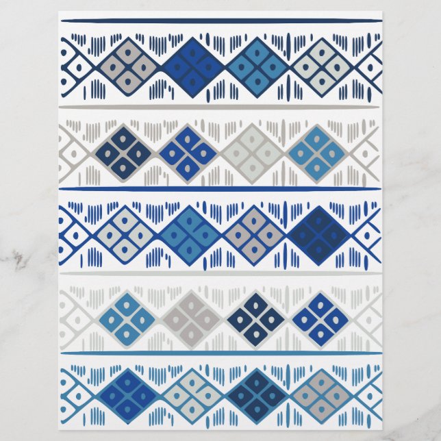 Papel Scrapbook Design de Forma Diamante Azul: (Frente)