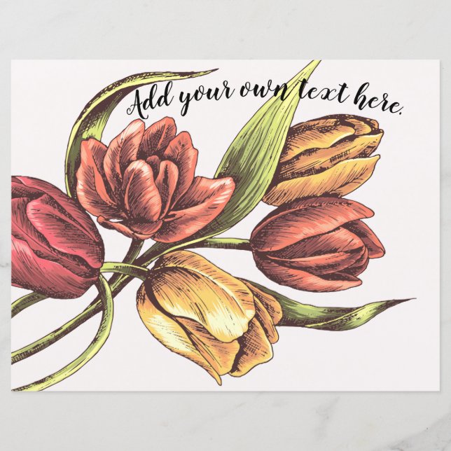 Papel Scrapbook do Diário com Tulipas Primavera co (Frente)