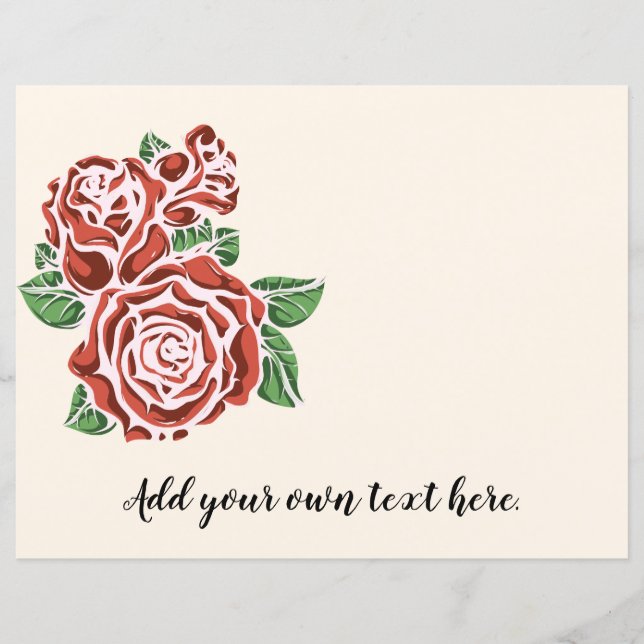 Papel Scrapbook do Diário Rosa vermelha Estilizado (Frente)