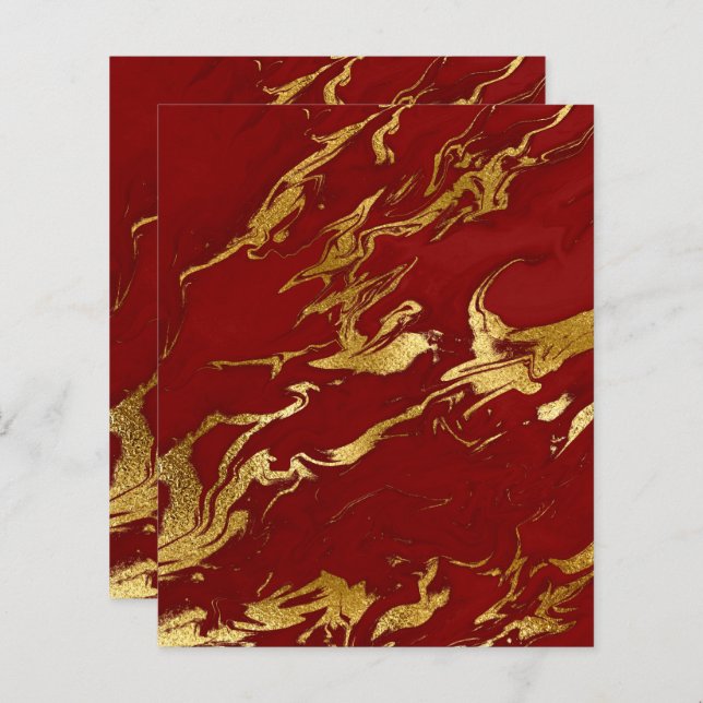 Papel Scrapbook Faux Marble Dourado Elegante (Frente/Verso)