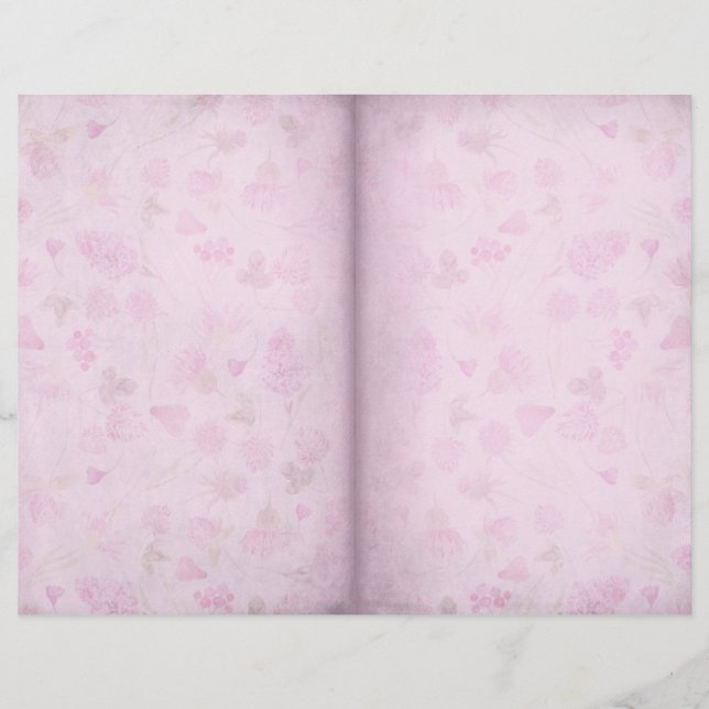 Papel Scrapbook Floral Cor-de-rosa pálido (Frente)