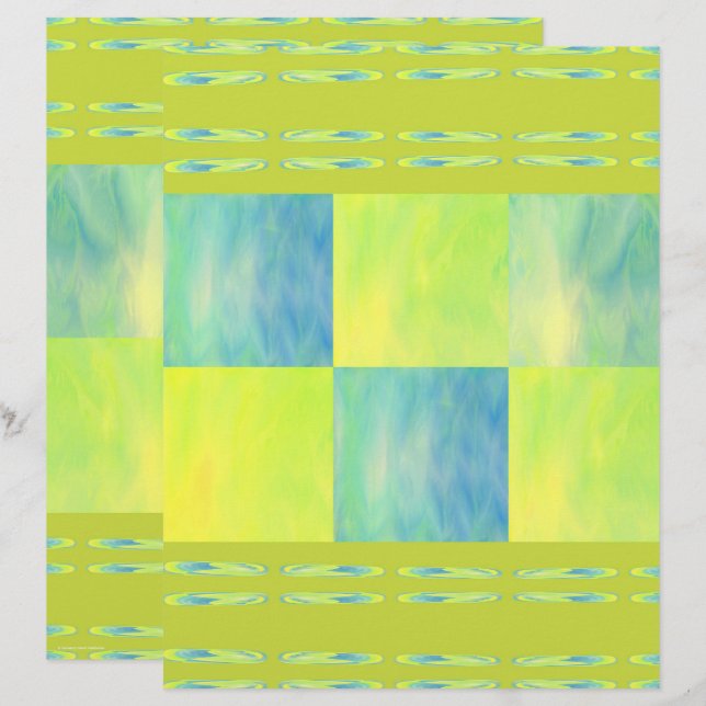 Papel Scrapbook Green Skies Tiles 2 Lados (Frente/Verso)