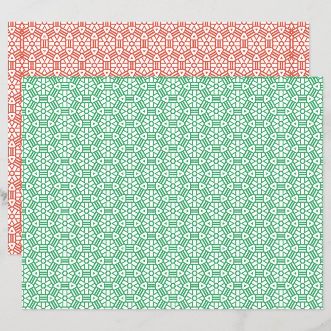 Papel Scrapbook - Hexágono e Bares em 2 Cores (Frente/Verso)