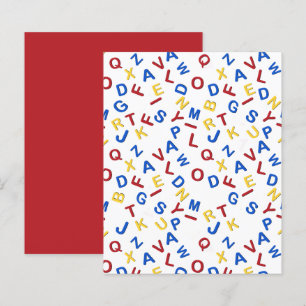Papel Scrapbook Letras ABC Azul Amarelo Vermelho